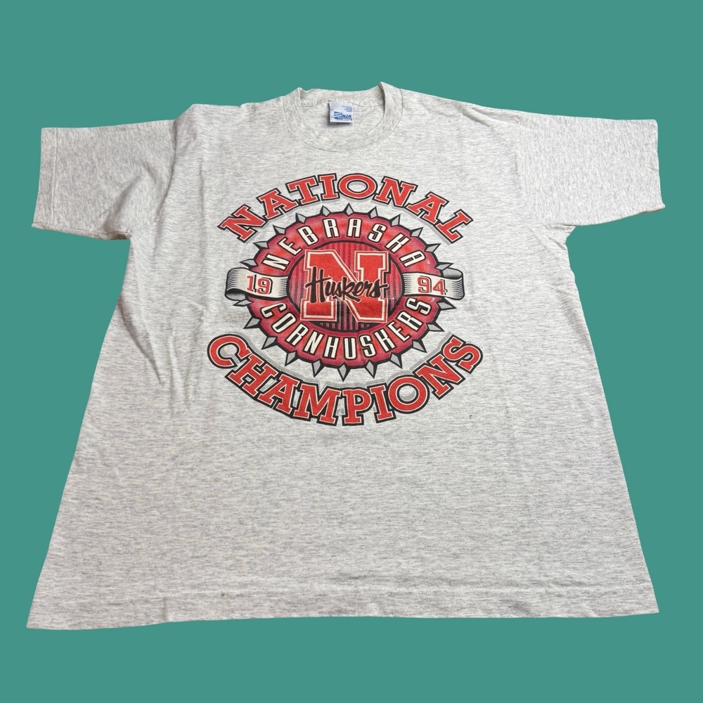 1994 Nebraska Huskers Mens L National Champions Football T Shirt NCAA Salem